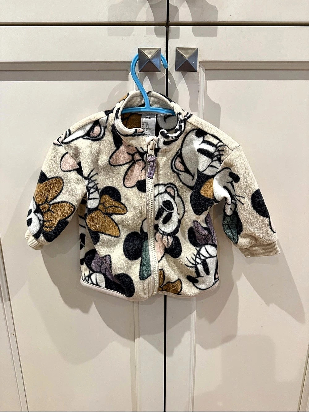 H&M 6m Disney Minnie Mouse Patterned Fleece Jacket Fleece Jacket Cream & Black